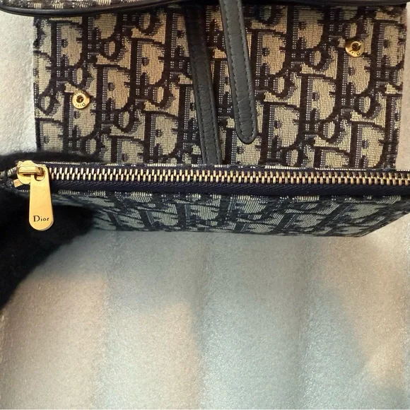 SOLD 🎉 Blue Christian Dior Oblique Jacquard Saddle Pouch with Chain WOC - Picture 13 of 14